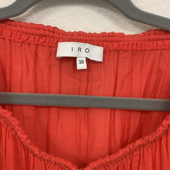 IRO Maeva Top Red Voile Cotton Blend Gauzy Breezy Cap Sleeve SZ 4 - Picture 9 of 13